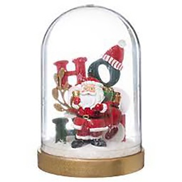 [11539] OBJET BOIS SOUS CLOCHE HOHOHO 14CM