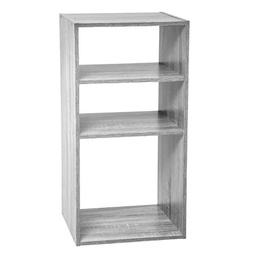 [11552] ETAGERE BOIS 2+1CASES MIX GRIS