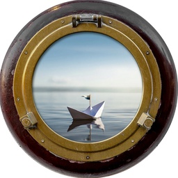 [11621] GLASSART 25CM HUBLOT BATEAU