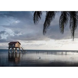 [11711] GLASSART 30X45 CABANE S/PLAGE