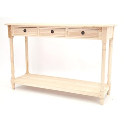[14727] CONSOLE EN CHENE FINITION VERNIS SATINE AVEC PIED EN BOIS 210X30X75CM