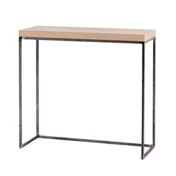 [14726] CONSOLE EN BOIS PLATEAU TOP IMITATION MARBRE PIED EN METAL 240X40X90CM