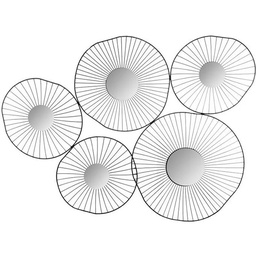 [12009] DECORATION MURALE METAL 5 MIROIR NOIR