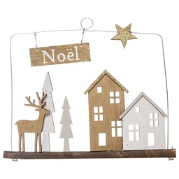 [12064] SUSPENSION BOIS MAISON NOEL 27CM