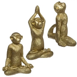 [12098] OBJET SINGE YOGA DORE H17CM X3