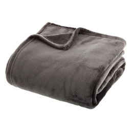 [12219] PLAID FLANELLE UNI GRIS FONCE 130X180
