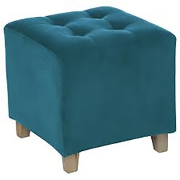 [15447] POUF VELOURS NOIR LEANDRE