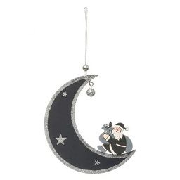 [12813] SUJET DE NOEL BOIS LUNE PN 12CM