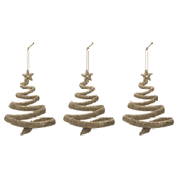 [12818] SUJET DE NOEL SAPIN DORE PAILLETTE X3