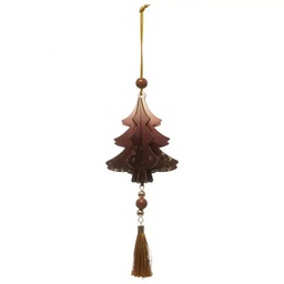 [12841] SUJET DE NOEL BOIS SAPIN POMPOM 3ASS
