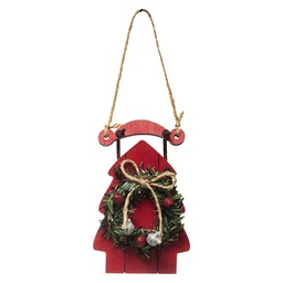 [12848] SUJET DE NOEL BOIS LUGE COUR 2ASS 12CM