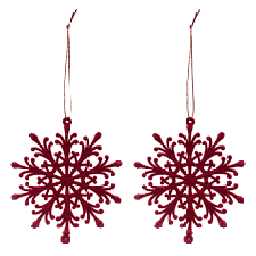 [12851] SUJET DE NOEL VELOURS BORDEAUX FLOCON X2