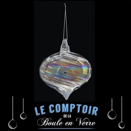 [12857] SUJET DE NOEL VERRE 8CM GOUTTE IRISE