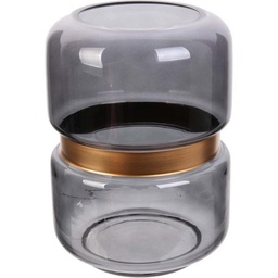 [13158] VASE CERCLAGE DORE GRIS 20.5CM