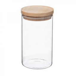 [14310] BOCAL VERRE + BOIS HERMET 1L