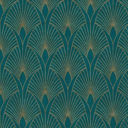 [15224] PAPIER PEINT PV INTERIEUR GLAMOUROUS PETROLE OR