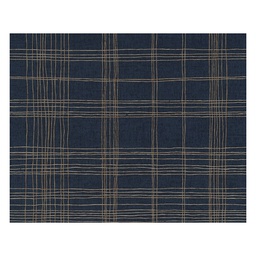 [13702] PAPIER PEINT PV REG INTERIEUR ECOSSAIS BLEU MARINE OR