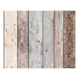 [13737] PAPIER PEINT PV INTERIEUR PLANCHE BOIS MARRON GRIS BLEU