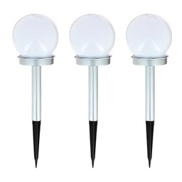 [16385] LOT DE 3 BALISES SOLAIRES 2 LED BLANC+RVB – IP44 8X8X36.5CM