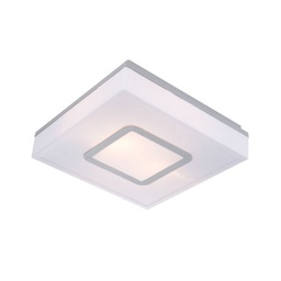 [16940] LUMINAIRE EXTERIEUR INOX, ALUMINIUM GRIS METALLISE, PLASTIQUE OPAL, IP44, LXWXH:280X280X80, OH:80, EXCL. 2XE27 20W 230V
