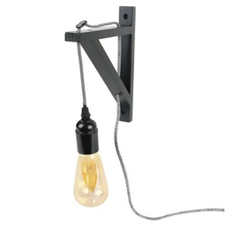 [17498] LAMPE MURALE NOIRE CABLE NOIR ET BLANC