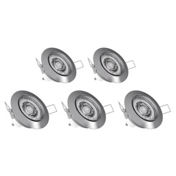 [18122] SPOT LOT DE 5 ACIER BROSSE 345LM 50W 2700K GU10