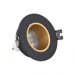 [18128] SPOT GU10 50W 2700K ROND ORIENTABLE NOIR ET OR IP20