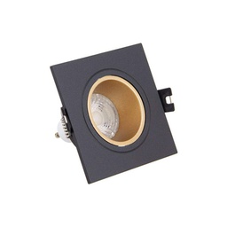 [18134] SPOT GU10 50W 2700K CARRE ORIENTABLE NOIR ET OR IP20