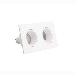 [18138] SPOT 2 TETES GU10 50W2700K CARRE ORIENTABLE BLANC IP20
