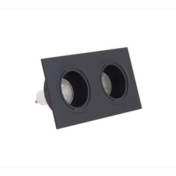 [18140] SPOT 2 TETES GU10 50W2700K CARRE ORIENTABLE NOIR ET OR IP20