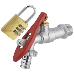 [314174] ROBINET A SPHERE A RAN M 1/2 - (3/4) D15 NICKEL AVEC CADENAS BROCHABLE