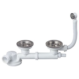 [315062] BONDE ET SIPHON EXTRA PLAT POUR EVIER DOUBLE