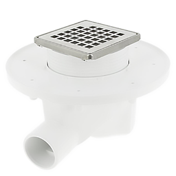 [315080] SIPHON AVEC GRILLE ET CADRE INOX 304 10*10CM SORTIE H