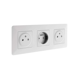 [30895] TRIPLE PRISE 2 POLES + TERRE 16A ARTEZO BLANC - AFFLEURANTE + BOITE NO AIR MULTIMATERIAUX