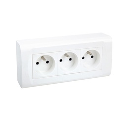 [30982] BOITIER 3 P+3 PRISES 2P+T BLANC CABLEES COLRS