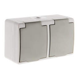 [31017] BEEWELL - IP54 - GRIS - PRISE DOUBLE 2P+T HORIZONTALE