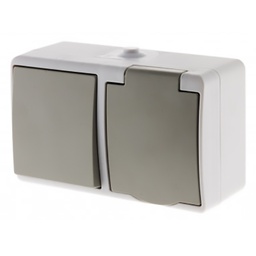 [31018] BEEWELL - IP54 - GRIS - PRISE + VA ET VIENT HORIZONTAL