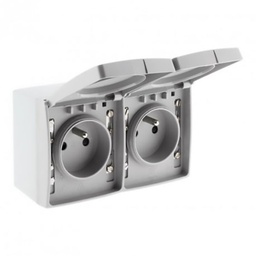 [31027] PRISE DOUBLE 2P+T IP55 HORIZONTALE BICOLORE OROK