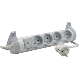 [31148] RALLONGE MULTIPRISE ROTATIF 3M 4X2P+T 230V 3500W 16A BLC GRIS LEGRAND