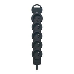 [31151] RALLONGE MULTIPRISE A PUIT 1.5M EXTRA PLATE 5X2P+T 230V 3500W 16A NOIR GRIS FONCE