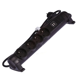[31155] RALLONGE USB 4 PRISES 2X USB NOIR
