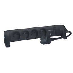 [31157] RALLONGE 4 PRISE ORIENTABLE NOIR
