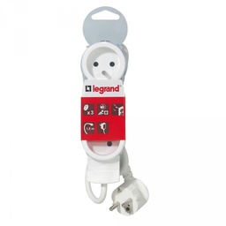 [31165] RALLONGE MULTIPRISE A PUIT 1.5M EXTRA PLATE 3X2P+T 230V 3500W 16A BLC GRIS CLAIR LEGRAND