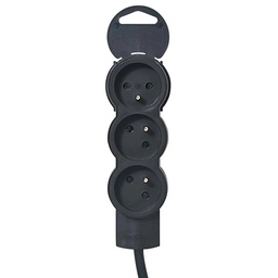 [35236] RALLONGE MULTIPRISE A PUIT 1.5M EXTRA PLATE 3X2P+T 230V 3500W 16A NOIR GRIS FONCE