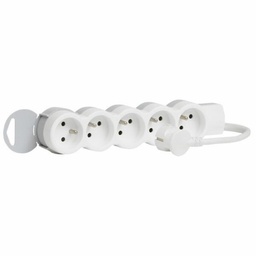 [31169] RALLONGE MULTIPRISE A PUIT 1.5M EXTRA PLATE 5X2P+T 230V 3500W 16A BLC GRIS CLAIR LEGRAND
