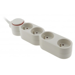 [34677] BLOC 4 PRISES 16A + INTERRUPTER BLANC H05VV-F 3G1 LG : 1,5 MÈTRE ÉQUIPÉ D'UNE FICHE EXTRAPLATE