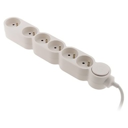 [31182] BLOC 6 PRISES 16A + INTERRUPTER BLANC H05VV-F 3G1 LG : 1,5 MÈTRES ÉQUIPÉ D'UNE FICHE EXTRAPLATE