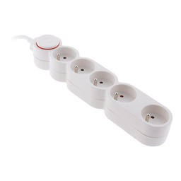 [31190] BLOC 5 PRISES 16A + INTER INTERRUPTEUR SILVER H05VV-F 3G1 LG : 3 MÈTRES ÉQUIPÉ D'UNE FICHE EXTRAPLATE