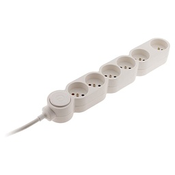 [31193] BLOC 6 PRISES 16A + INTER BLANC H05VV-F 3G1 LG : 1,5 M EQUIPE D UNE FICHE PARAFOUDRE
