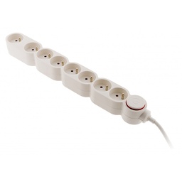 [31194] BLOC 8 PRISES 16A + INTER BLANC H05VV-F 3G1 LG : 1,5 M EQUIPE D UNE FICHE PARAFOUDRE